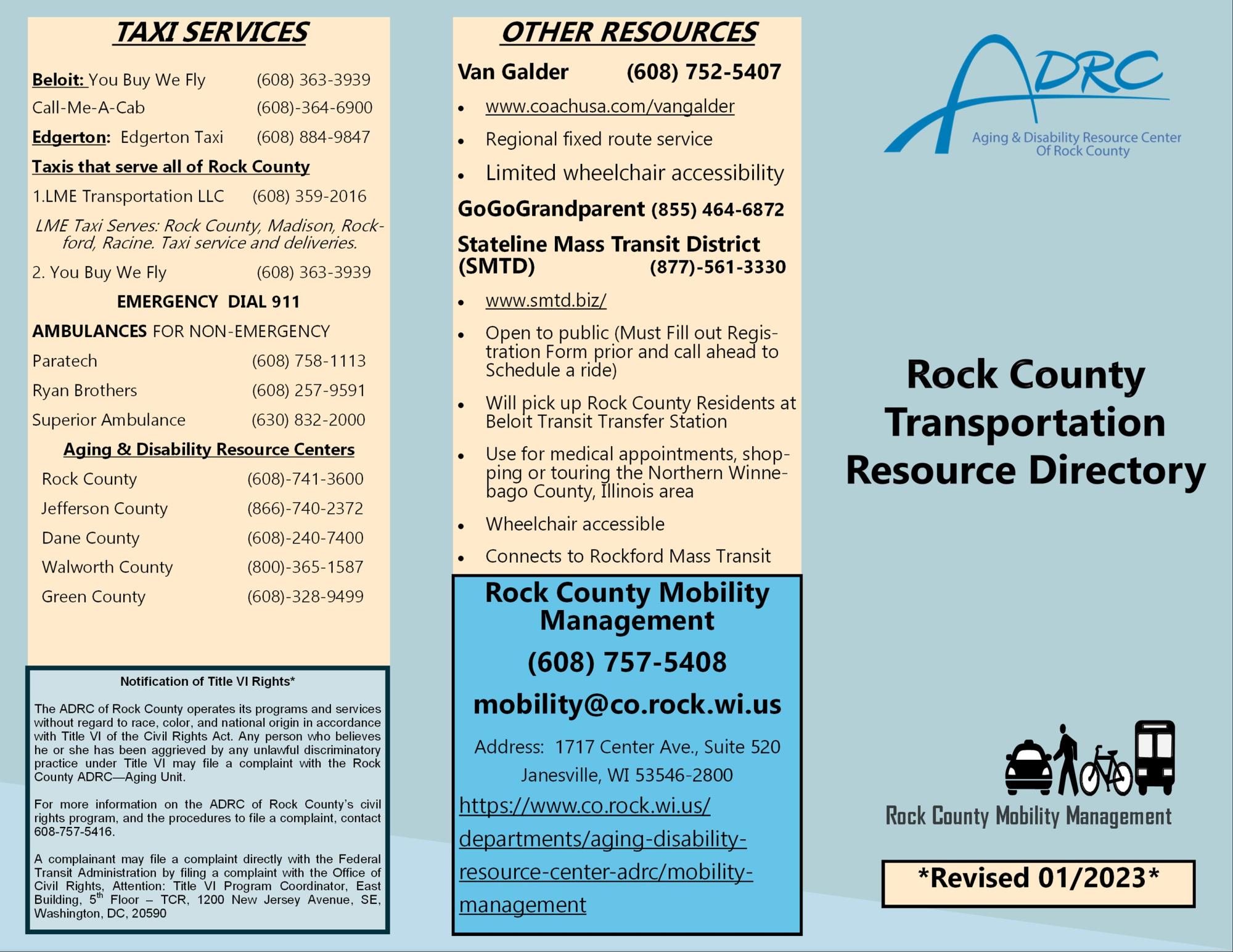 Rock County Transportion Resource Directory